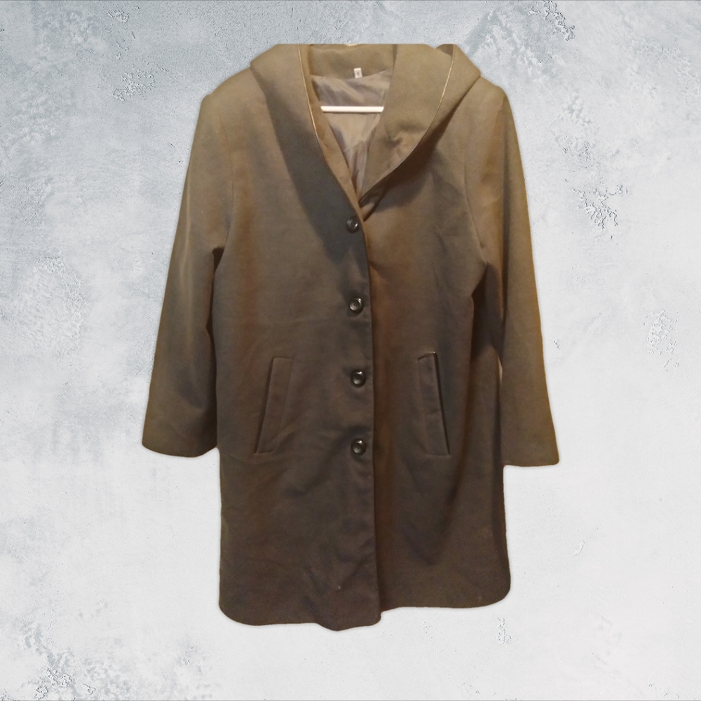 Peacoat hooded jacket, long style, dark gray, XL